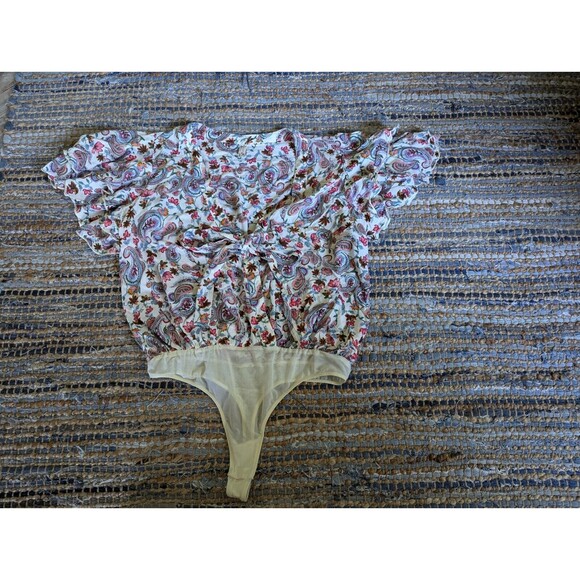 Free People Paisley Print Bodysuit - Cream and Multicolor - Picture 2 of 8